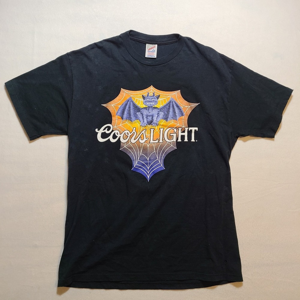 Vintage 1990s Coors Light Halloween Gargoyle T-shirt Mens JERZEES Black Large